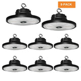 RUN BISON 12.6 in. Integrated UFO LED High Bay Light Fixture Garage Light, 3000/4000/5000K, 0-Volt to 10-Volt (8-Pack)