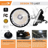 RUN BISON 10.4 in. Integrated UFO LED High Bay Light Fixture Garage Light, 4000/5000K, 21000 Lumens 0-Watt to 10-Volt (4-Pack)