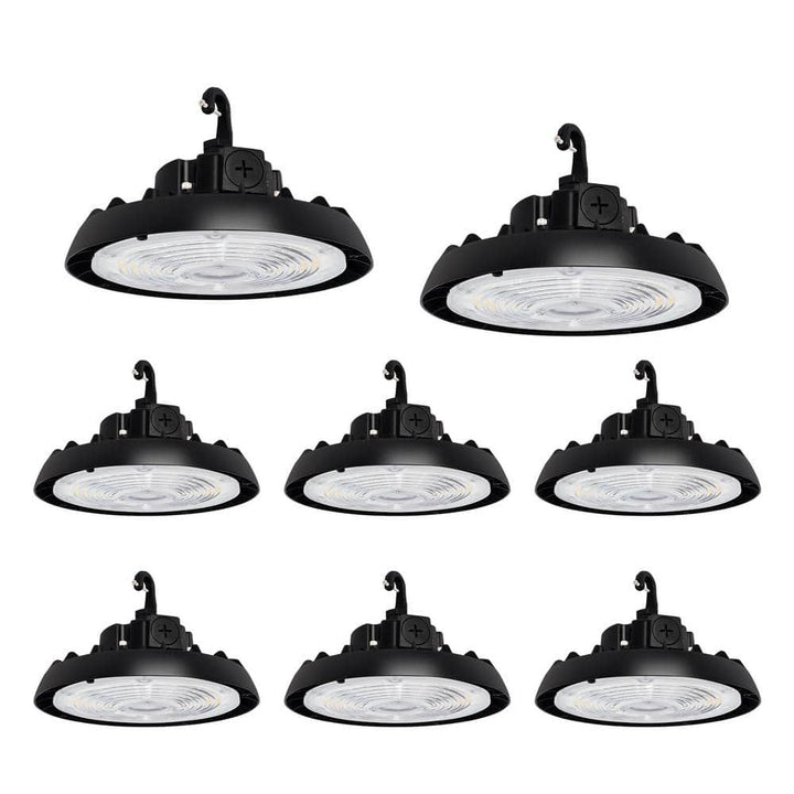 RUN BISON 10.4 in. Integrated UFO LED High Bay Light Fixture Garage Light, 4000K/5000K, 21000Lumens 0-10V Dimming(8-Pack)