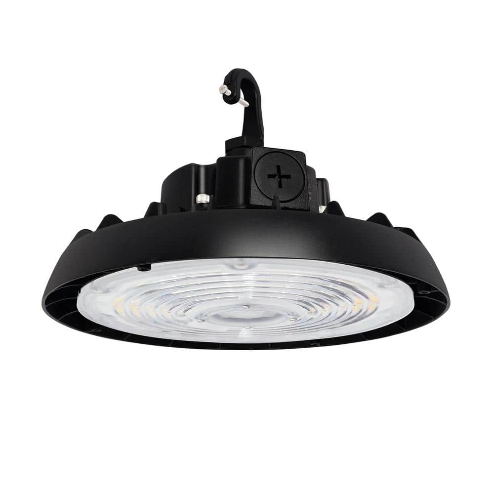 RUN BISON 12.8 in. Integrated LED UFO High Bay Light Fixture Black Garage Light, Up to 33600 Lumens 4000K/5000K, 0-10V Dimmable