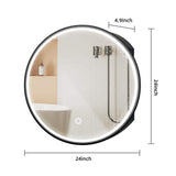 Runesay 24 in. W x 24 in. H LED Anti Fog Round Black Aluminum and Iron Recessed/Surface Mount Medicine Cabinet with Mirror