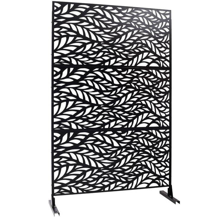 Runesay Outdoor 76 in. Hx48 in. W Metal Privacy Screen in Black for Deck Balcony Patio