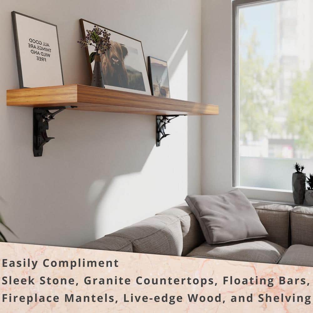 Billfish 8 in. L Black Steel Heavy Duty Floating Shelf Bracket (2 Pack)