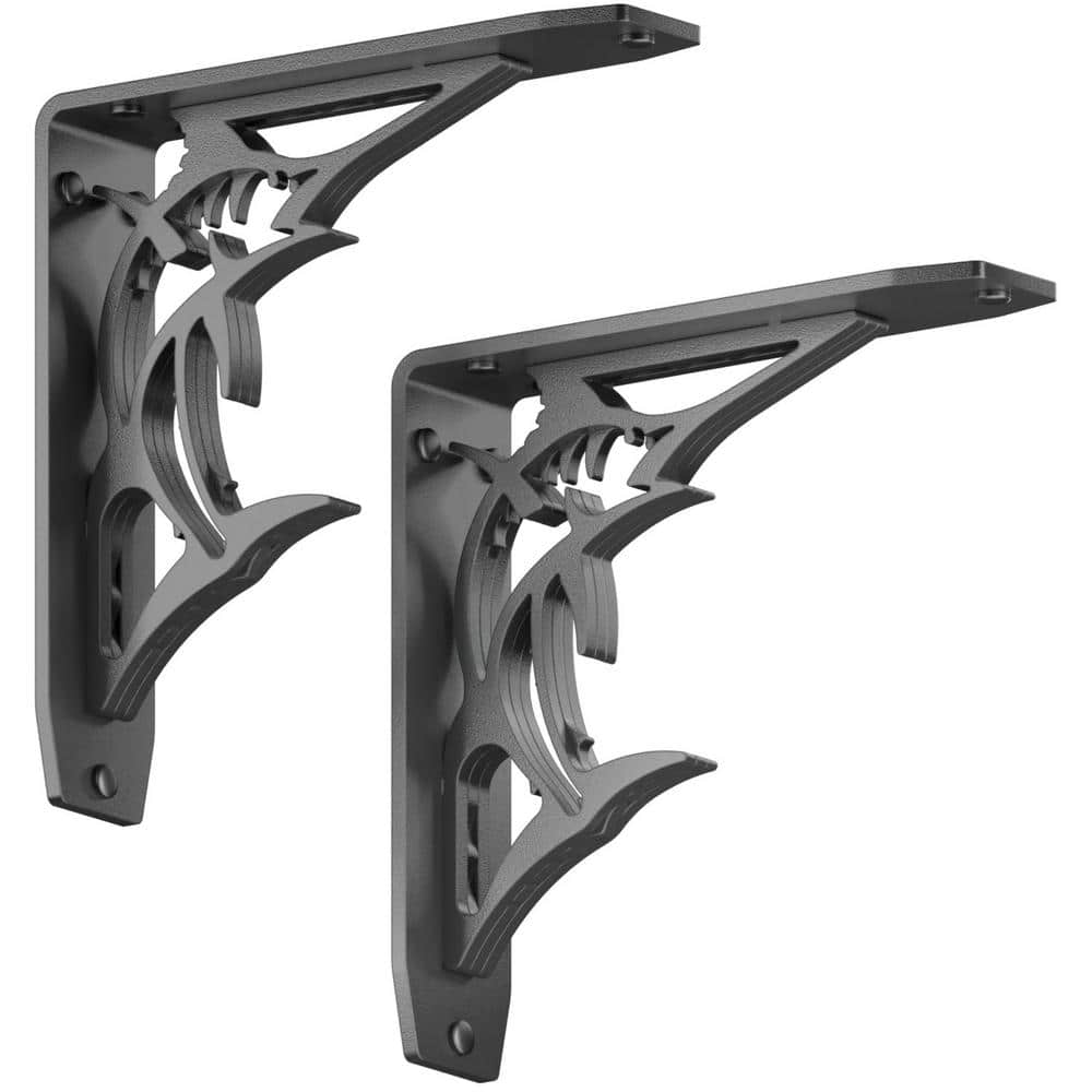 Billfish 8 in. L Black Steel Heavy Duty Floating Shelf Bracket (2 Pack)