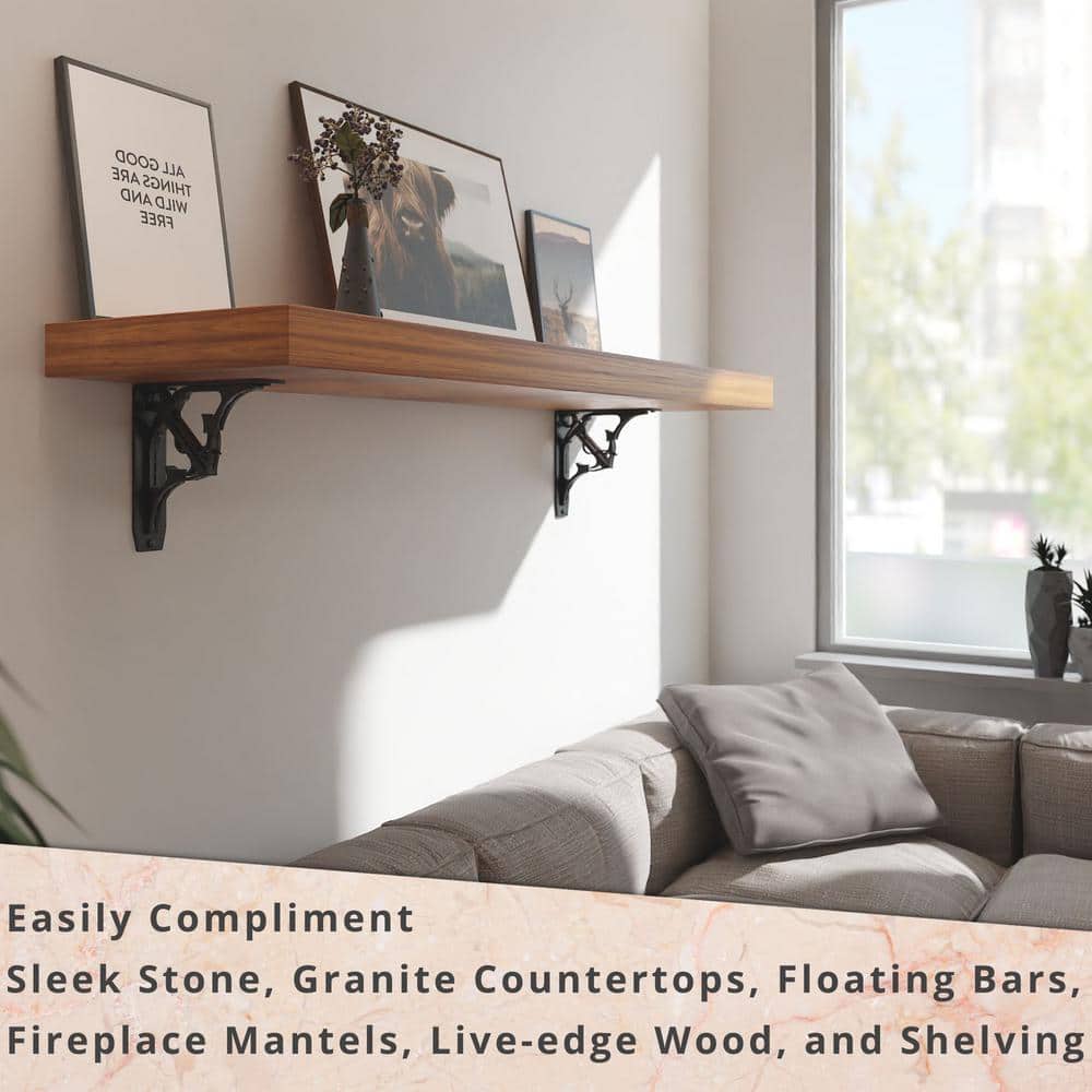 Folly 8 in. L Black Steel Heavy Duty Shelf Bracket (2-Pack)