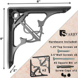 Folly 8 in. L Black Steel Heavy Duty Shelf Bracket (2-Pack)