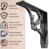 Folly 8 in. L Black Steel Heavy Duty Shelf Bracket (2-Pack)