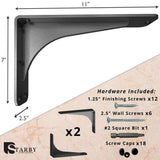 Gladiator 11 in. L Black Steel Heavy Duty Granite Shelf Bracket (2-Pack)