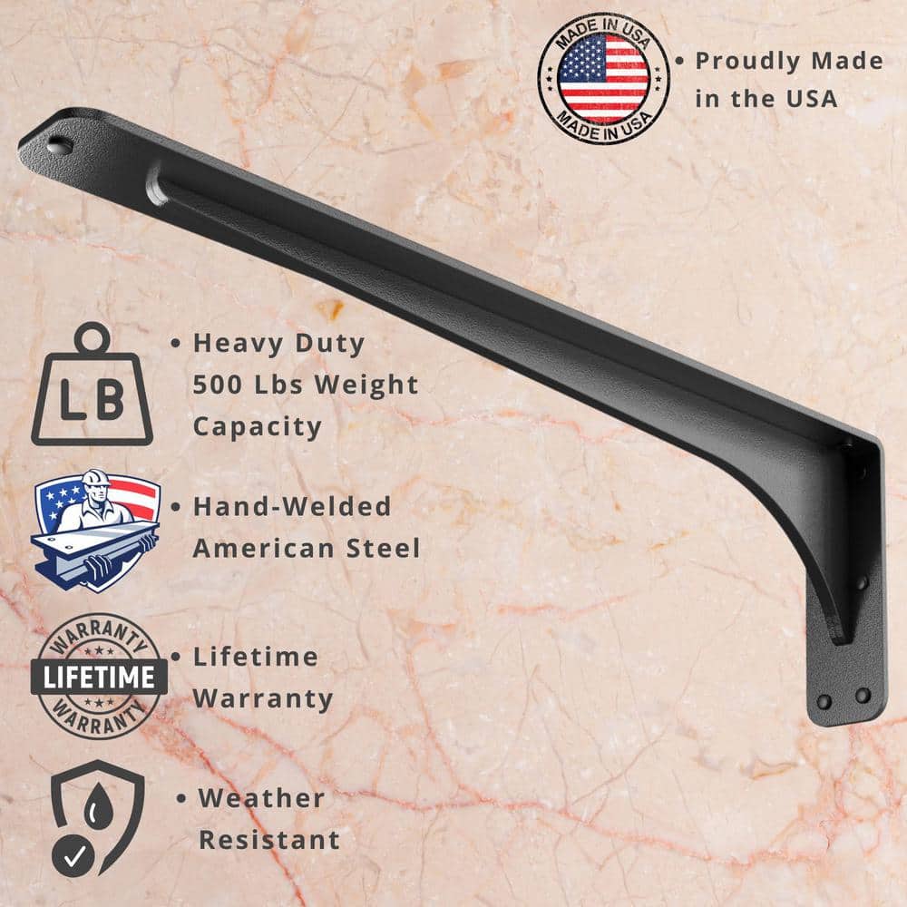 Gladiator 21 in. L Black Steel Heavy Duty Floating Shelf Bracket (2 pack)