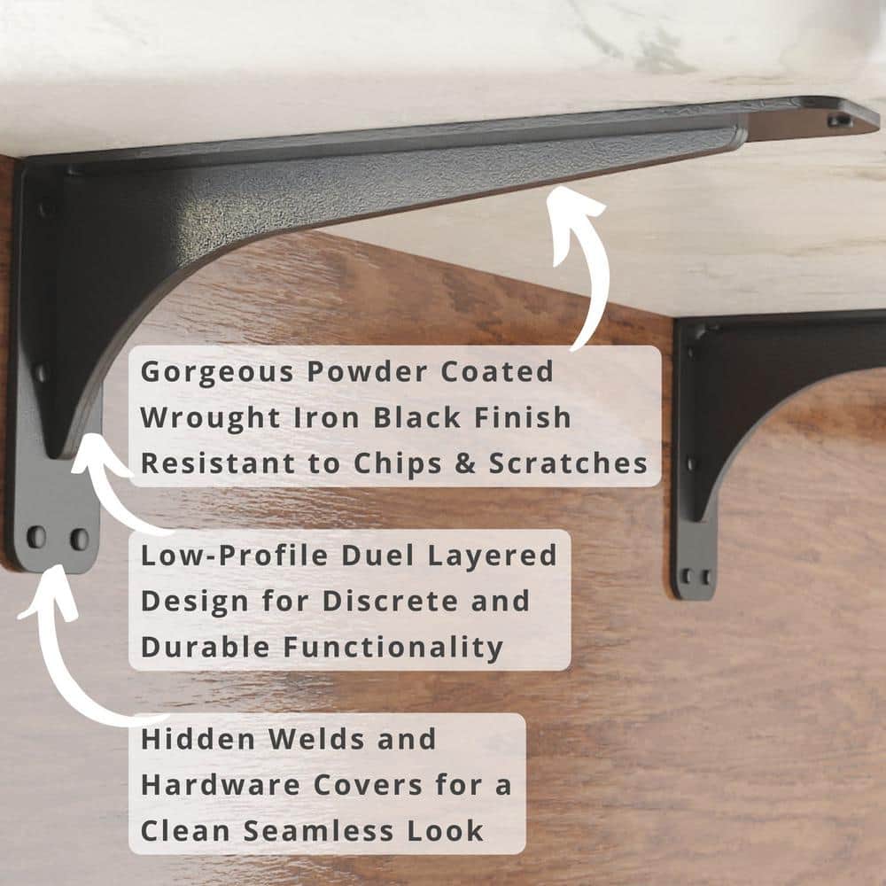 Gladiator 15 in. L Black Steel Heavy Duty Floating Shelf Bracket