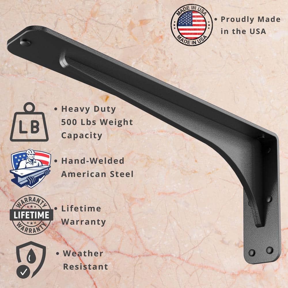 Gladiator 15 in. L Black Steel Heavy Duty Floating Shelf Bracket