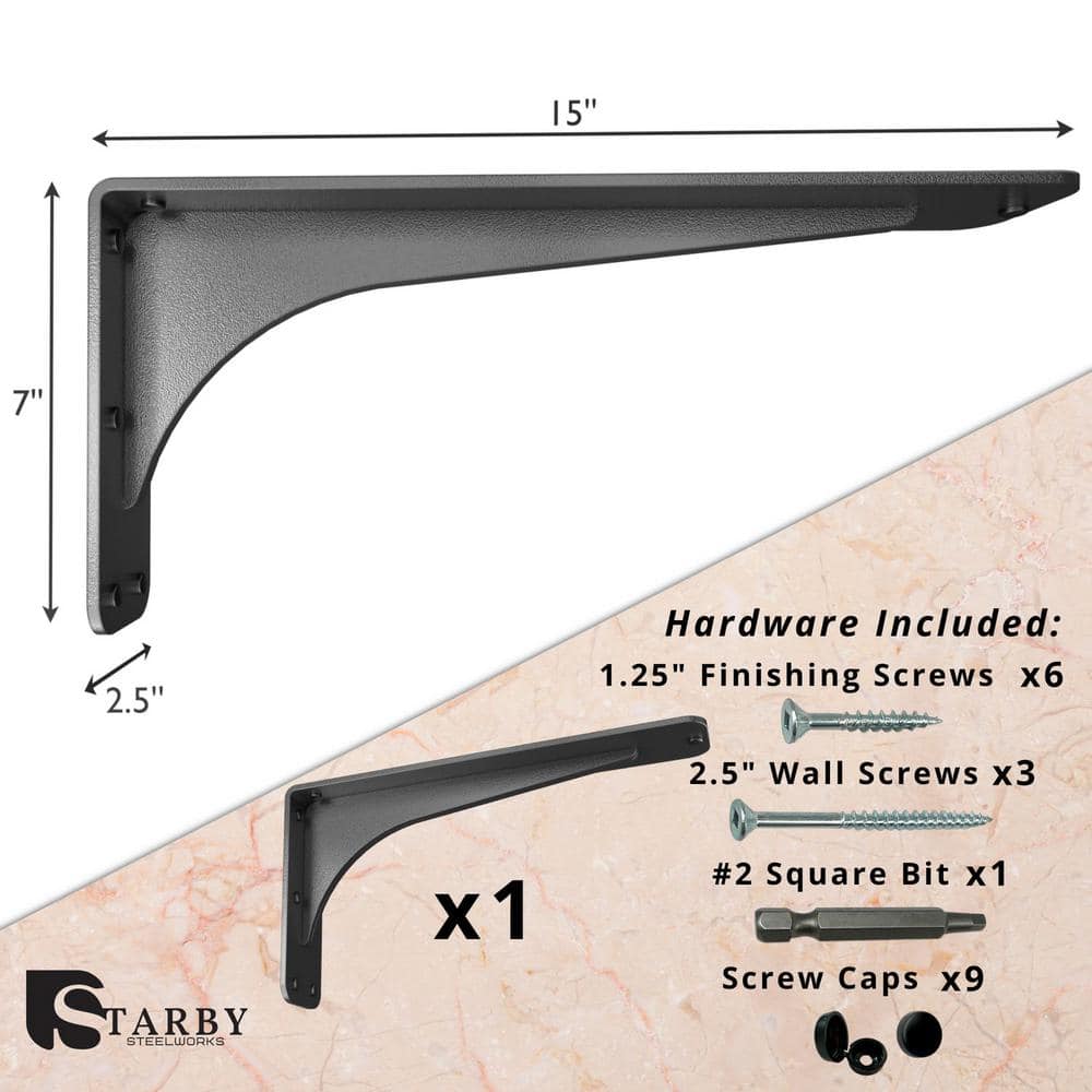 Gladiator 15 in. L Black Steel Heavy Duty Floating Shelf Bracket
