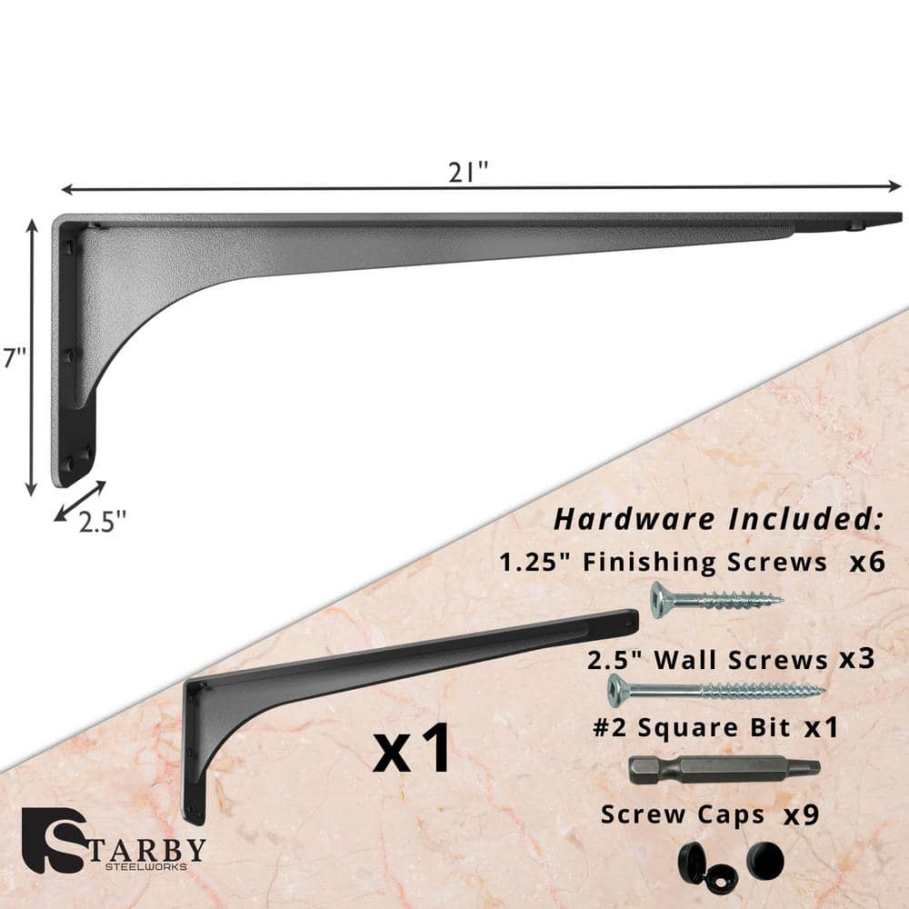Gladiator 21 in. L Black Steel Heavy Duty Floating Shelf Bracket