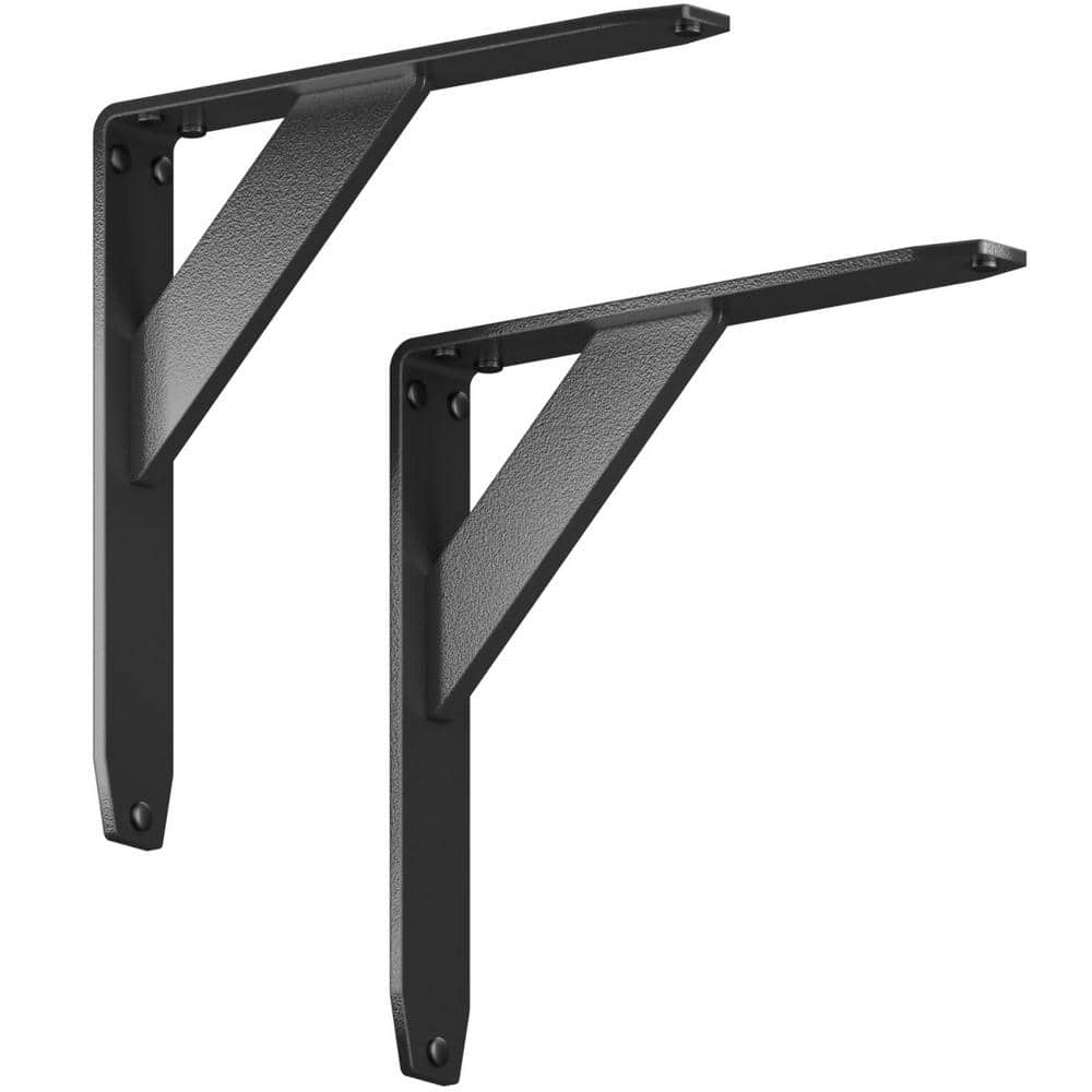 Jetstream 10 in. L Black Iron Heavy Duty Shelf Bracket (2-Pack)