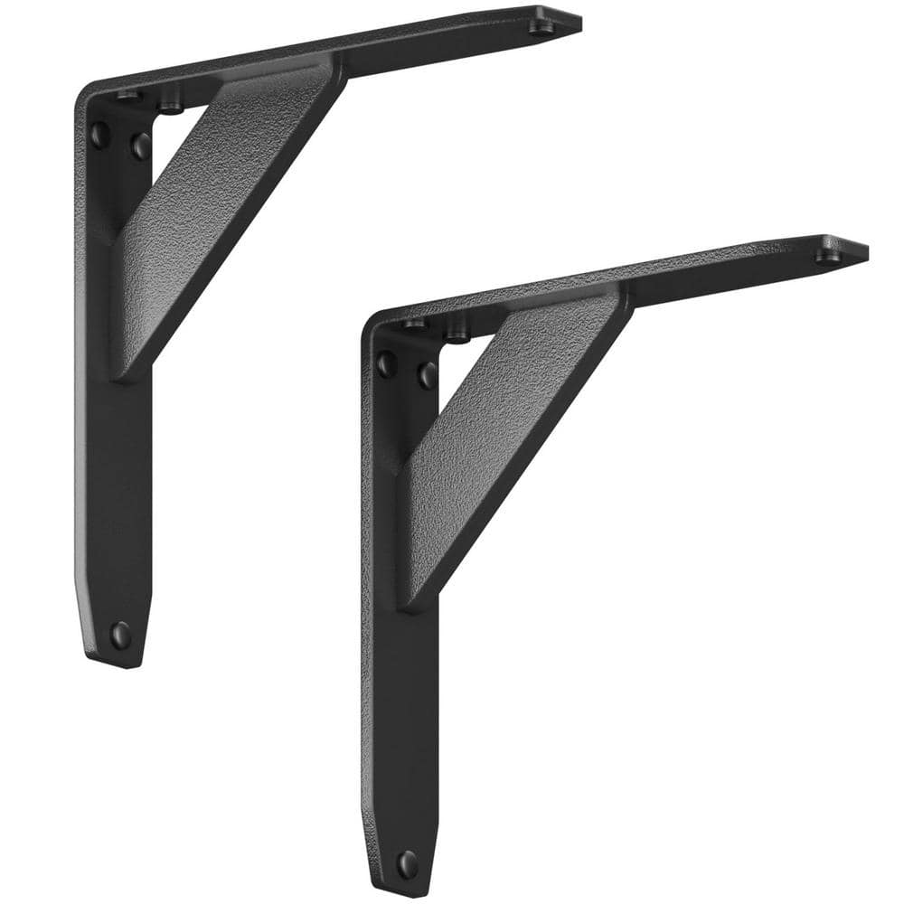 Jetstream 8 in. L Black Iron Heavy Duty Shelf Bracket (2-Pack)