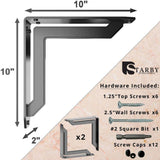 Lucca Designer 10 in. L Black Iron Decorative Heavy Duty Shelf Bracket (2-Pack)