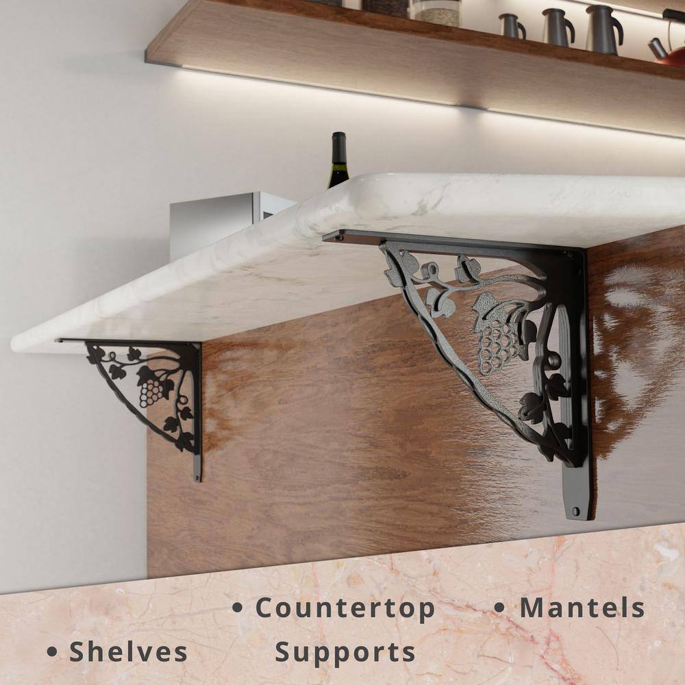 Madeira 12 in. L Black Iron Heavy Duty Shelf Bracket (2-Pack)