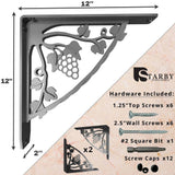 Madeira 12 in. L Black Iron Heavy Duty Shelf Bracket (2-Pack)
