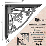 Madeira 8 in. L Black Iron Heavy Duty Shelf Bracket (2-Pack)