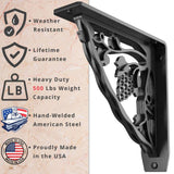 Madeira 8 in. L Black Iron Heavy Duty Shelf Bracket (2-Pack)