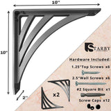 Ravenel Designer 10 in. L Black Iron Heavy Duty Shelf Bracket (2-Pack)