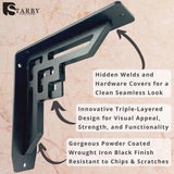 Rockville 8 in. L Black Iron Heavy Duty Shelf Bracket for Decorative Shelving (2-Pack)
