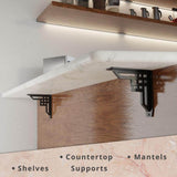 Rockville 8 in. L Black Iron Heavy Duty Shelf Bracket for Decorative Shelving (2-Pack)