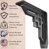 Rockville 8 in. L Black Iron Heavy Duty Shelf Bracket for Decorative Shelving (2-Pack)