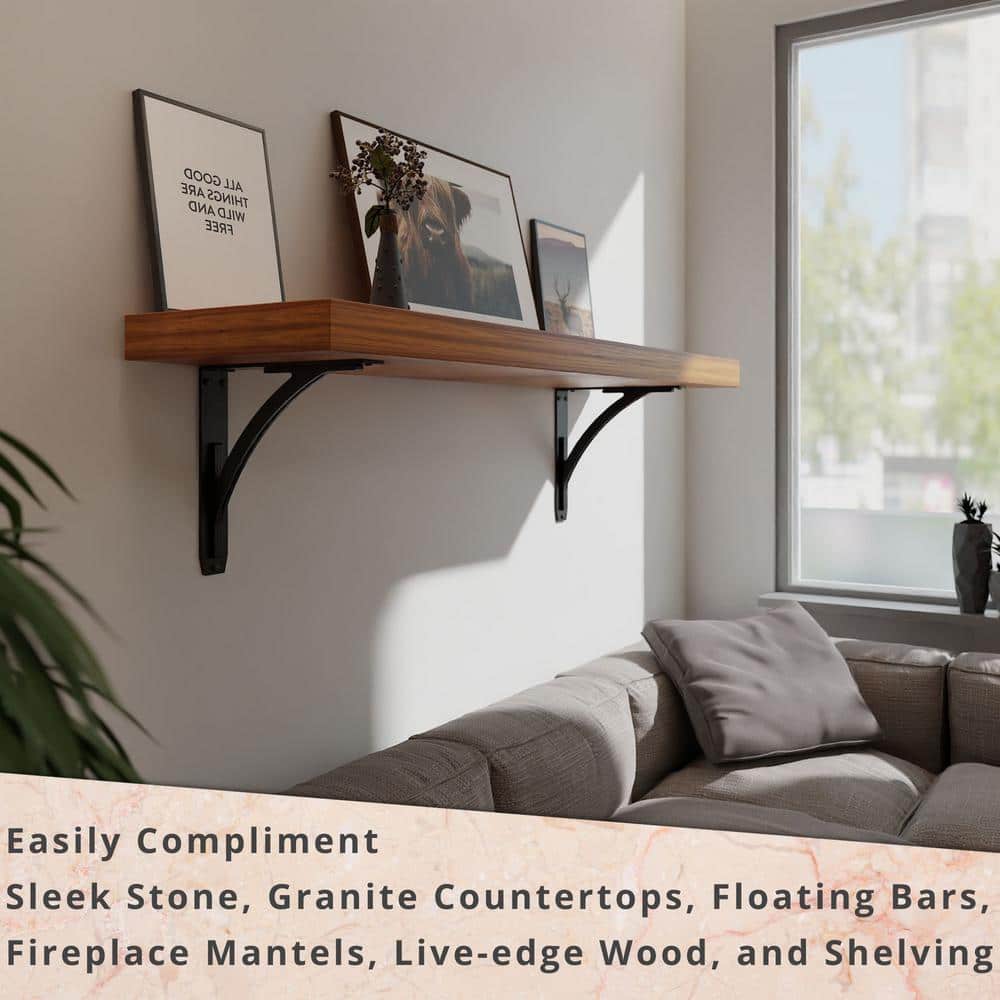 Sullivan 12 in. L Black Iron Heavy Duty Shelf Bracket (2-Pack)