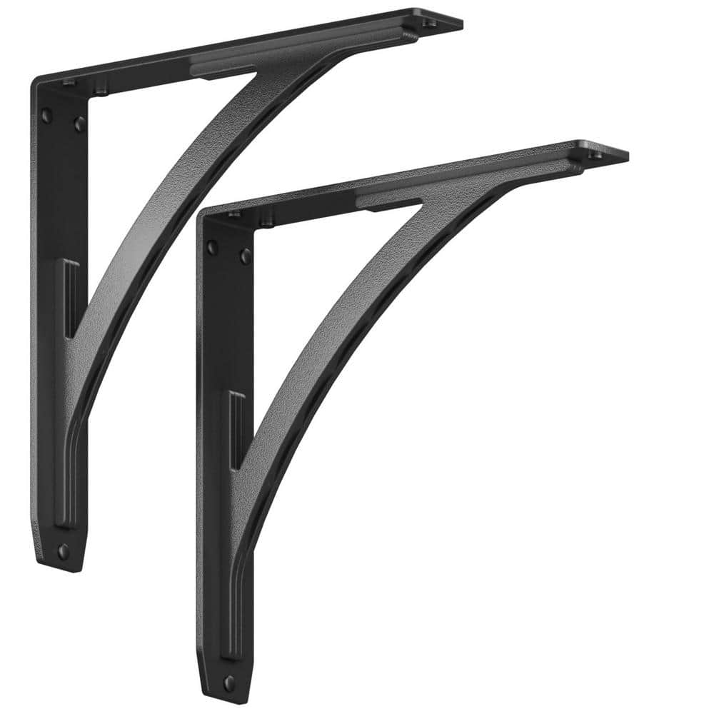 Sullivan 12 in. L Black Iron Heavy Duty Shelf Bracket (2-Pack)