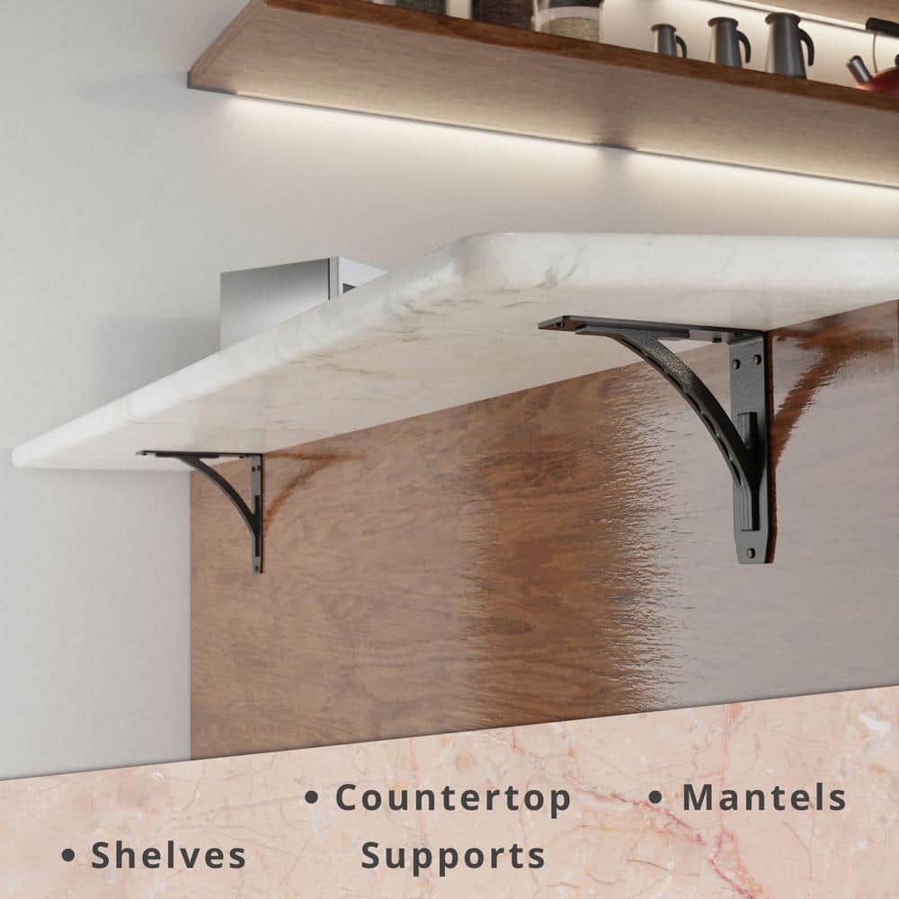 Sullivan 8 in. L Black Iron Heavy Duty Shelf Bracket (2-Pack)