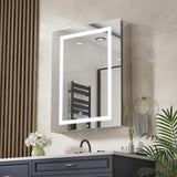 Simple Project 20 in. W x 30 in. H Rectangular Aluminum Light Medicine Cabinet with Mirror, Defogging, Mounted Recessed or Surface