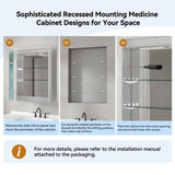 Simple Project 20 in. W x 30 in. H Rectangular Aluminum Light Medicine Cabinet with Mirror, Defogging, Mounted Recessed or Surface