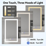 Simple Project 20 in. W x 30 in. H Rectangular Aluminum Light Medicine Cabinet with Mirror, Defogging, Mounted Recessed or Surface