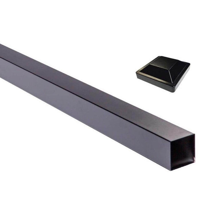 Slipfence 4 in. x 4 in. x 124 in. Black Aluminum Fence Post Includes Post Cap