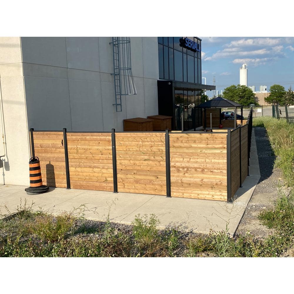 Slipfence 3 in. x 3 in. x 76 in. Black Powder Coated Aluminum Surface Mount Fence Post Includes Post Cap