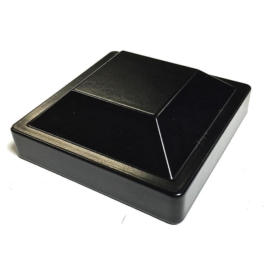 Slipfence 3 in. x 3 in. x 76 in. Black Powder Coated Aluminum Surface Mount Fence Post Includes Post Cap