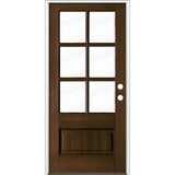 Krosswood Doors 36 in. x 80 in. Farmhouse 3/4 Lite Black Stain Douglas Fir Prehung Front Door