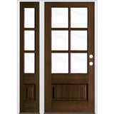 Krosswood Doors 36 in. x 80 in. Left-Hand 3/4 6-Lite Beveled Glass Black Stain Douglas Fir Prehung Front Door with Double Sidelites