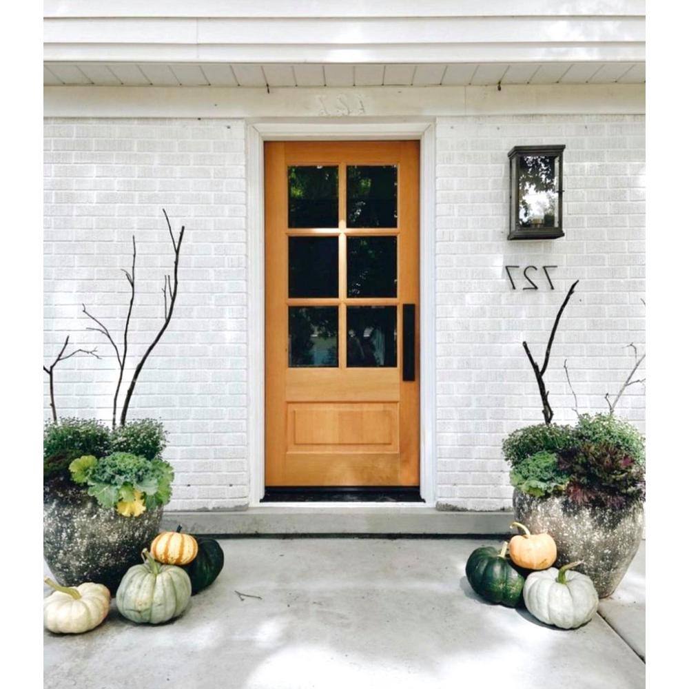 Krosswood Doors 36 in. x 80 in. Left-Hand 3/4 6-Lite Beveled Glass Black Stain Douglas Fir Prehung Front Door with Double Sidelites