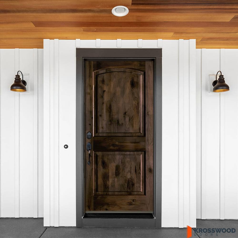 Krosswood Doors 30 in. x 80 in. Knotty Alder 2 Panel Right-Hand/Inswing Black Stain Wood Prehung Front Door