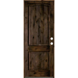 Krosswood Doors 30 in. x 96 in. Knotty Alder 2-Panel Left-Hand/Inswing Black Stain Wood Prehung Front Door
