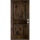 Krosswood Doors 36 in. x 80 in. Knotty Alder 2-Panel Left-Hand Inswing Black Stain Prehung Wood Front Door