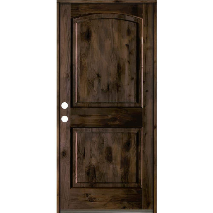 Krosswood Doors 36 in. x 80 in. Knotty Alder 2 Panel Right-Hand/Inswing Black Stain Wood Prehung Front Door
