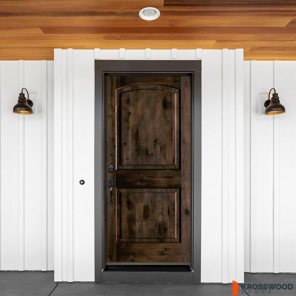 Krosswood Doors 42 in. x 80 in. Knotty Alder 2 Panel Right-Hand/Inswing Black Stain Wood Prehung Front Door