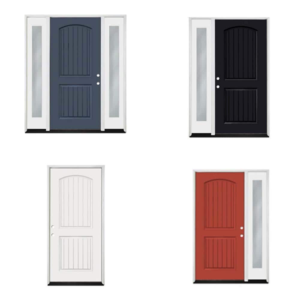 Steves & Sons Legacy Series 35 3/4 x 79 Primed Fiberglass Front Door, Single Left-Hand Inswing, Bronze Hinges