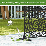 Sudzendf Black Mesh Shape Metal Privacy Screens and Panels with Free Standing, for Balcony Patio Garden, Room Divider