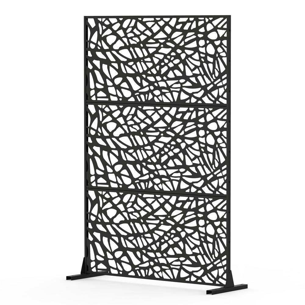 Sudzendf Black Mesh Shape Metal Privacy Screens and Panels with Free Standing, for Balcony Patio Garden, Room Divider