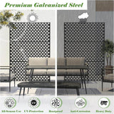 Sudzendf 5.9 ft. H x 4 ft. W 3-Panels Black Metal Freestanding Outdoor Privacy Screens for Balcony Patio Garden, Room Divider