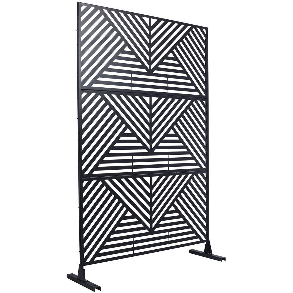 Sudzendf Outdoor and Indoor Freestanding Decorative Privacy Screen Metal Privacy Screen, Fence Panels in Black